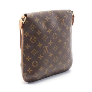 Louis Vuitton Musette Shoulder Brown Leather Bag Canvas Salsa Strap